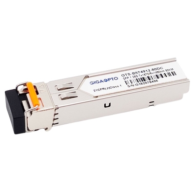1000BASE BX 1.25G 비디 SFP 송수신기 TX1570nm RX1490nm 80 킬로미터 LC SMF DOM