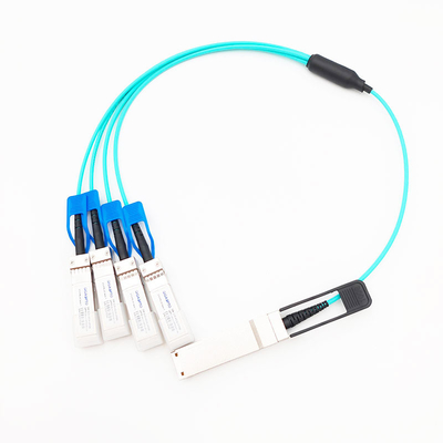 4x25G SFP28 팬 아웃 AOC에 대한 평행한 탈출 활동적 광케이블 100G QSFP28