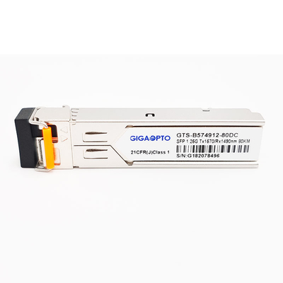 1000BASE-BX 1.25G BiDi SFP 트랜시버 모듈 TX1570nm/RX1490nm 80km LC SMF DOM
