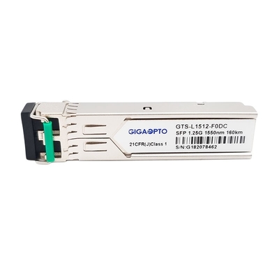 1.25G SFP 광 송수신기 모듈 1550nm 160 킬로미터 1000BASE ZX SMF 두 부분으로 되 LC DOM