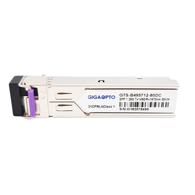 1.25G 비디 SFP 모듈 1000BASE BX TX1490nm RX1570nm 80 킬로미터 SMF DOM LC 송수신기 모듈