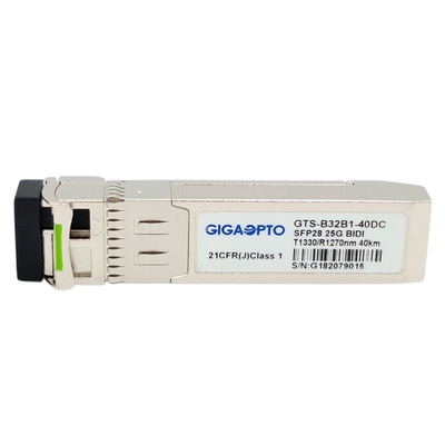 25GBASE SFP28 송수신기 모듈 1310nm TX 1270nm RX 40 킬로미터 SMF 단순하 LC DOM