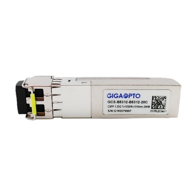 듀얼 1.25G BIDI CSFP 송수신기 LX TX1550nm RX1310nm SMF 20 킬로미터 스프피 모듈 단일 파이버