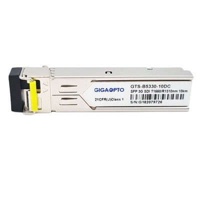 3Gb/S 단일모드 비디 SFP 모듈 TX1550nm RX1310nm 10 킬로미터 화면 병적 패턴 송수신기 모듈 DDM MSA