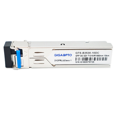 SD/HD/3G-SDI를 위한 3Gbps MSA 디지털 영상 SFP 비디 1310nm TX 1550nm RX 10 킬로미터 송수신기 모듈