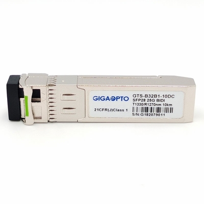 SFP28 25GBASE TX-1330nm RX-1270nm 10 킬로미터 단순한 LC SMF 광 송수신기 모듈 DOM